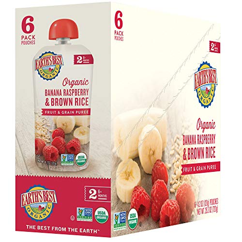 Earth&s;s Best Organic Stage 2 Baby Food, Banana Blueberry Breakfast, 4 oz. Pouch (Pack of 12)