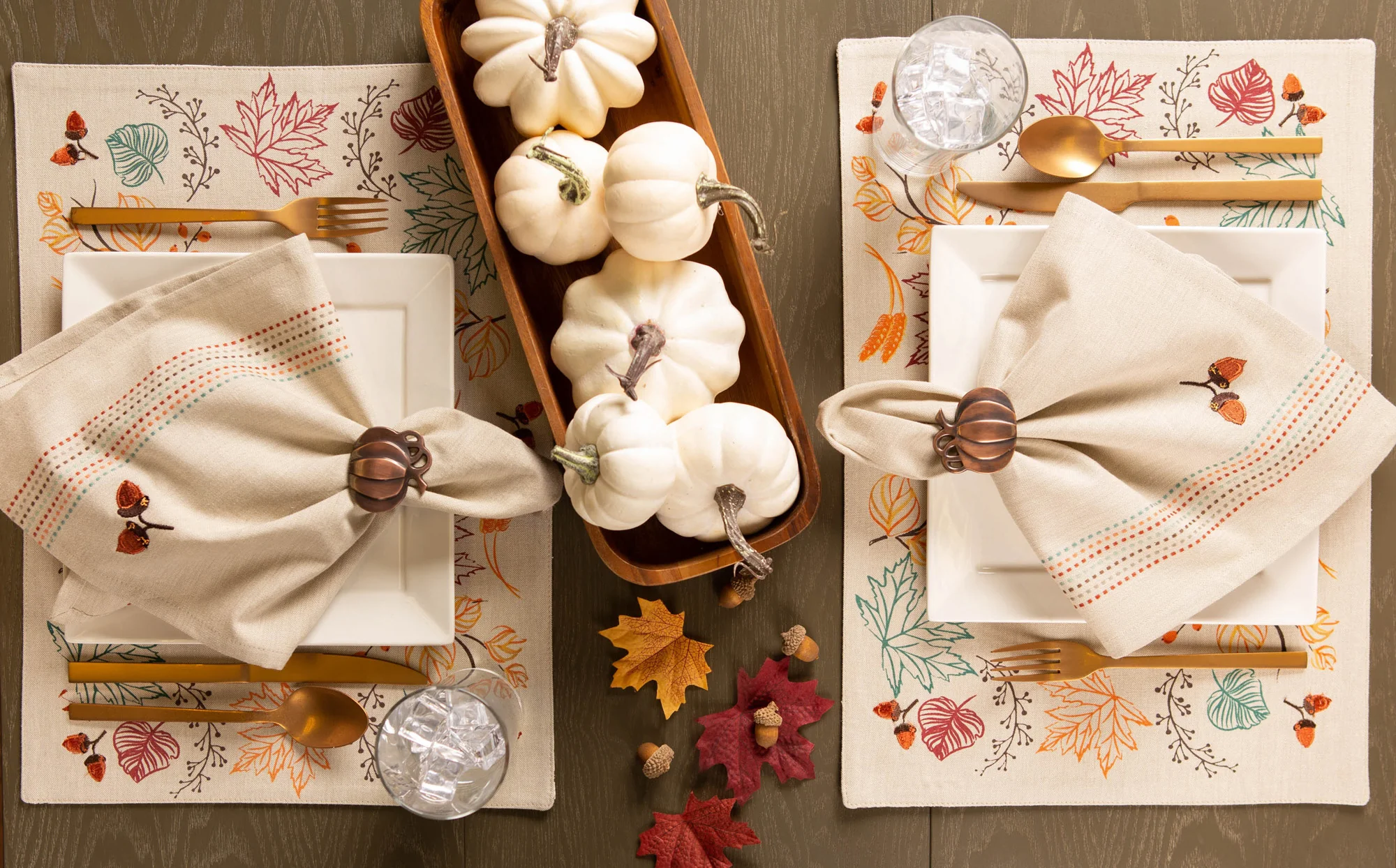 Contemporary Home Living Set of 6 Brown Harvest Pumpkin Napkin Rings 2.5