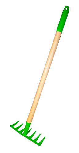 G &a; F Products G &a; F JustForKids Kids Garden Tool Set Toy, Rake, Spade, Hoe and Leaf Rake, reduced size , made of sturdy steel heads and real w