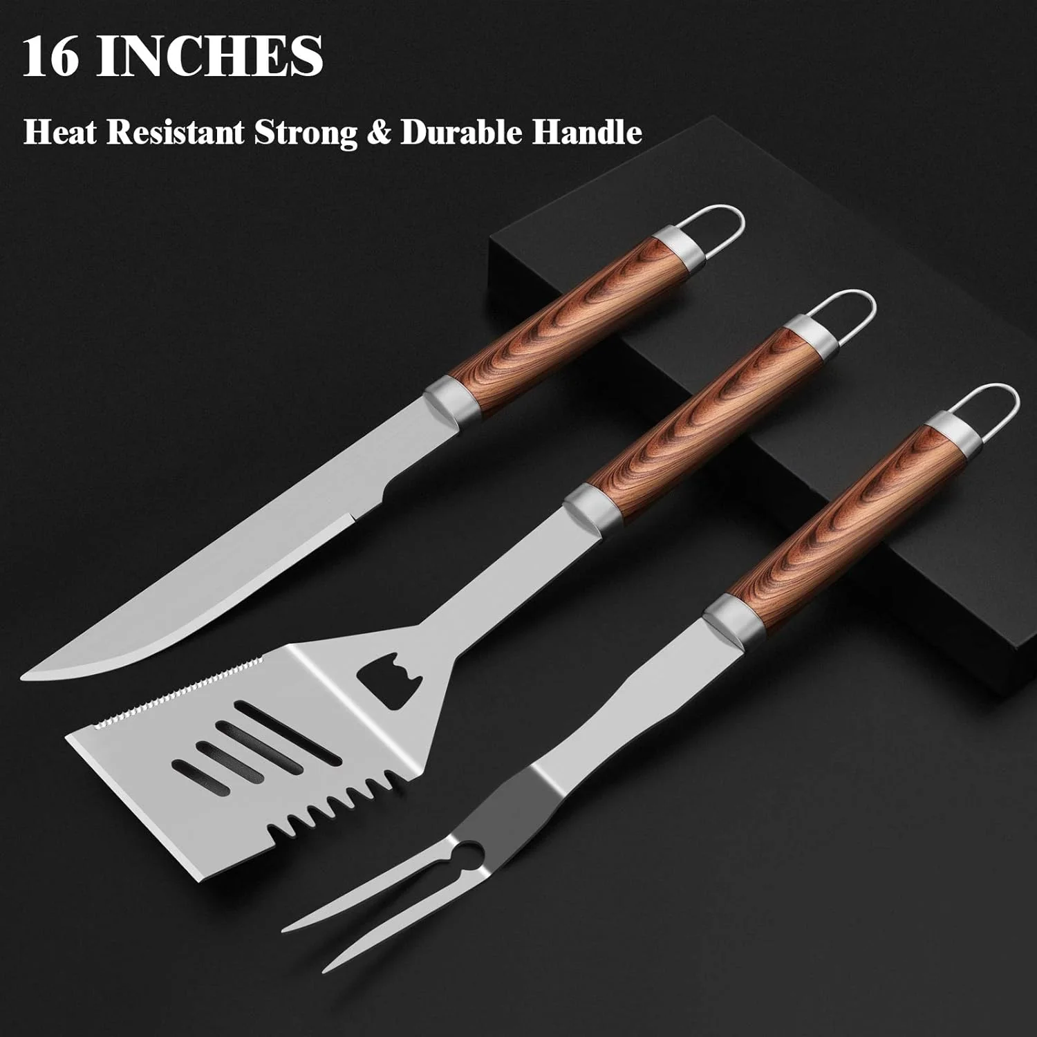 GCP Products 25Pcs Extra Thick Stainless Steel Grill Tool Set For Men, Heavy Duty Grilling Accessories Kit For Backyard, Bbq Utensils Gift…