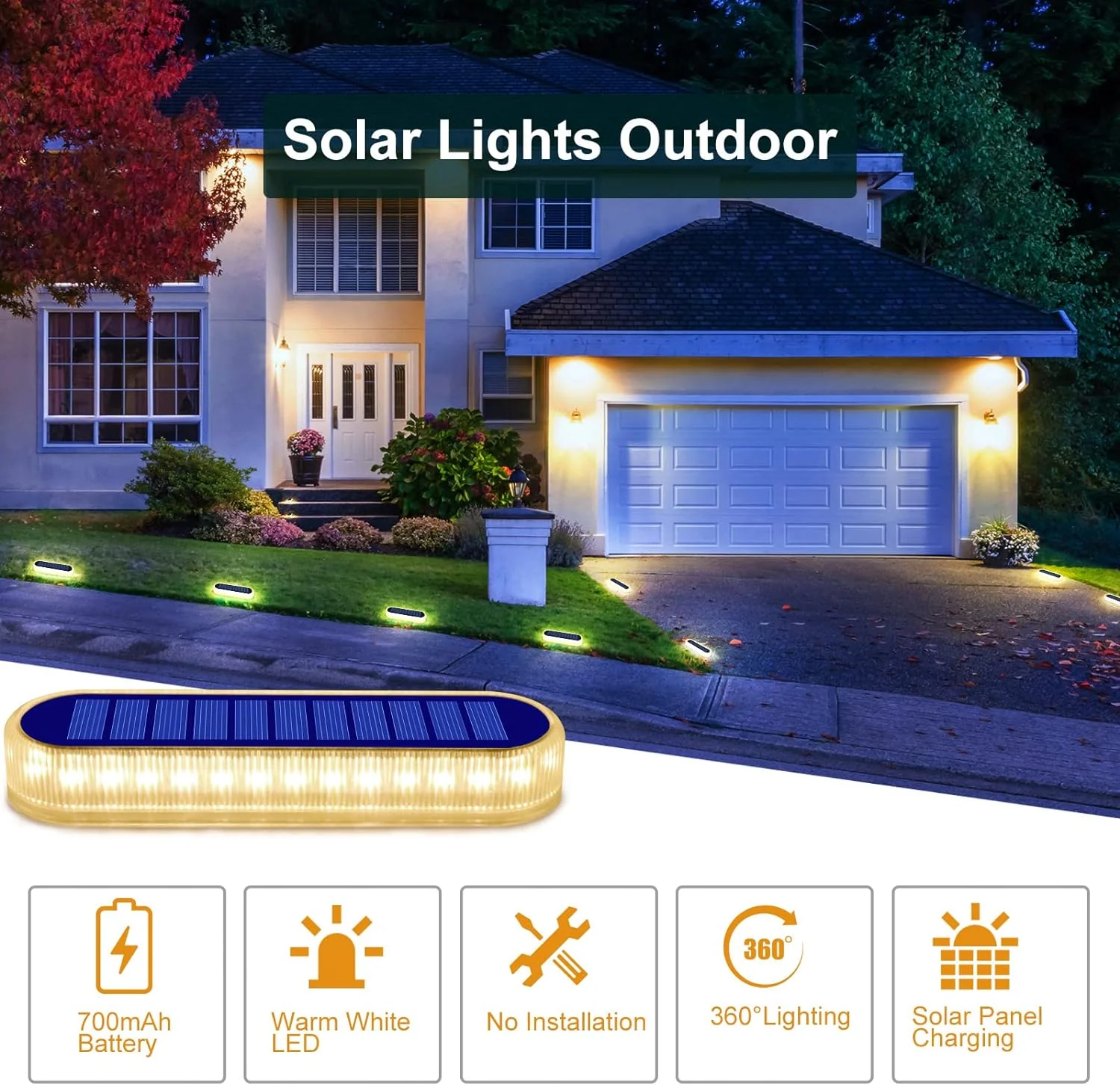 DetarZinLED Solar Step Lights Waterproof,Warm White Solar Deck Lights Outdoor,Solar Fence Lights LED,Solar Lights for Stairs,Yard,Patio,Pos