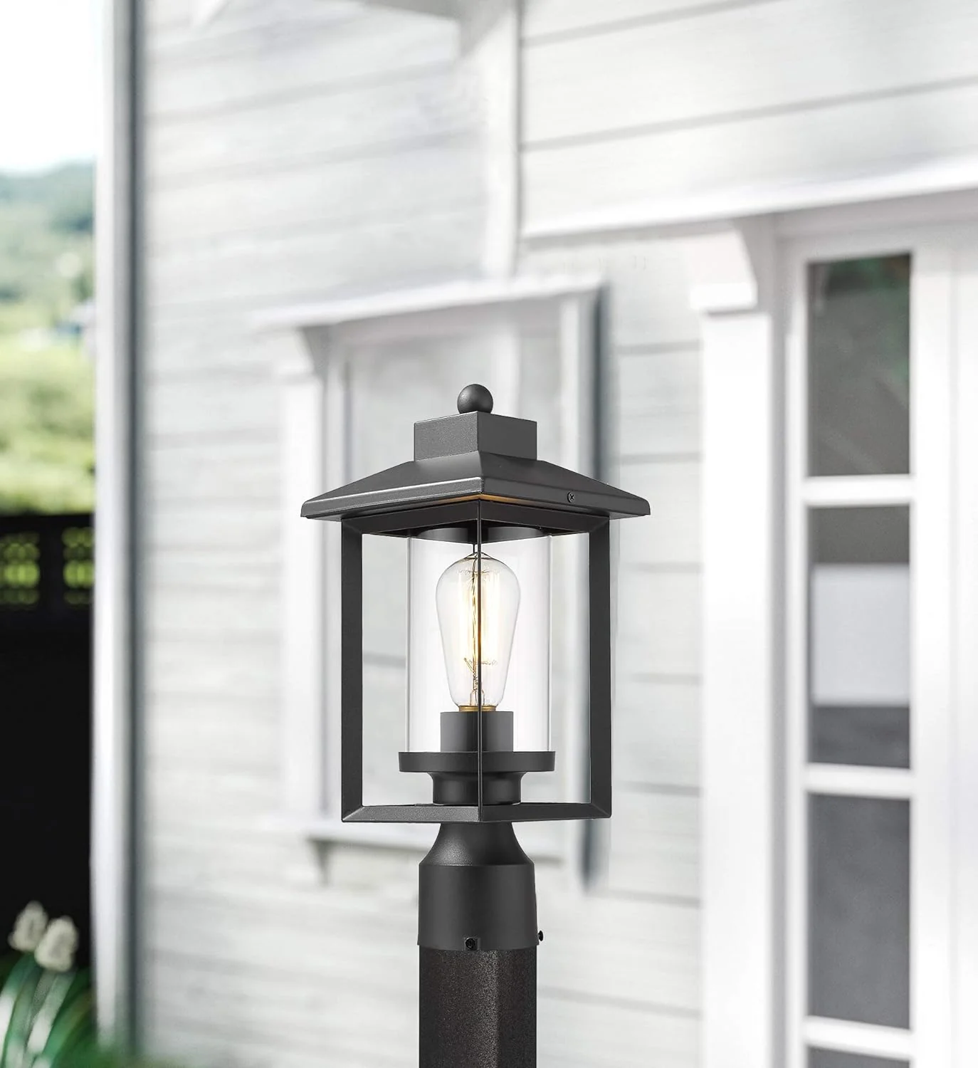Rosient Outdoor Post Lights, Exterior Post Lantern, Outdoor Post Lamp, Pathway Post Lighting Fixture, Pillar Light in Black Finish