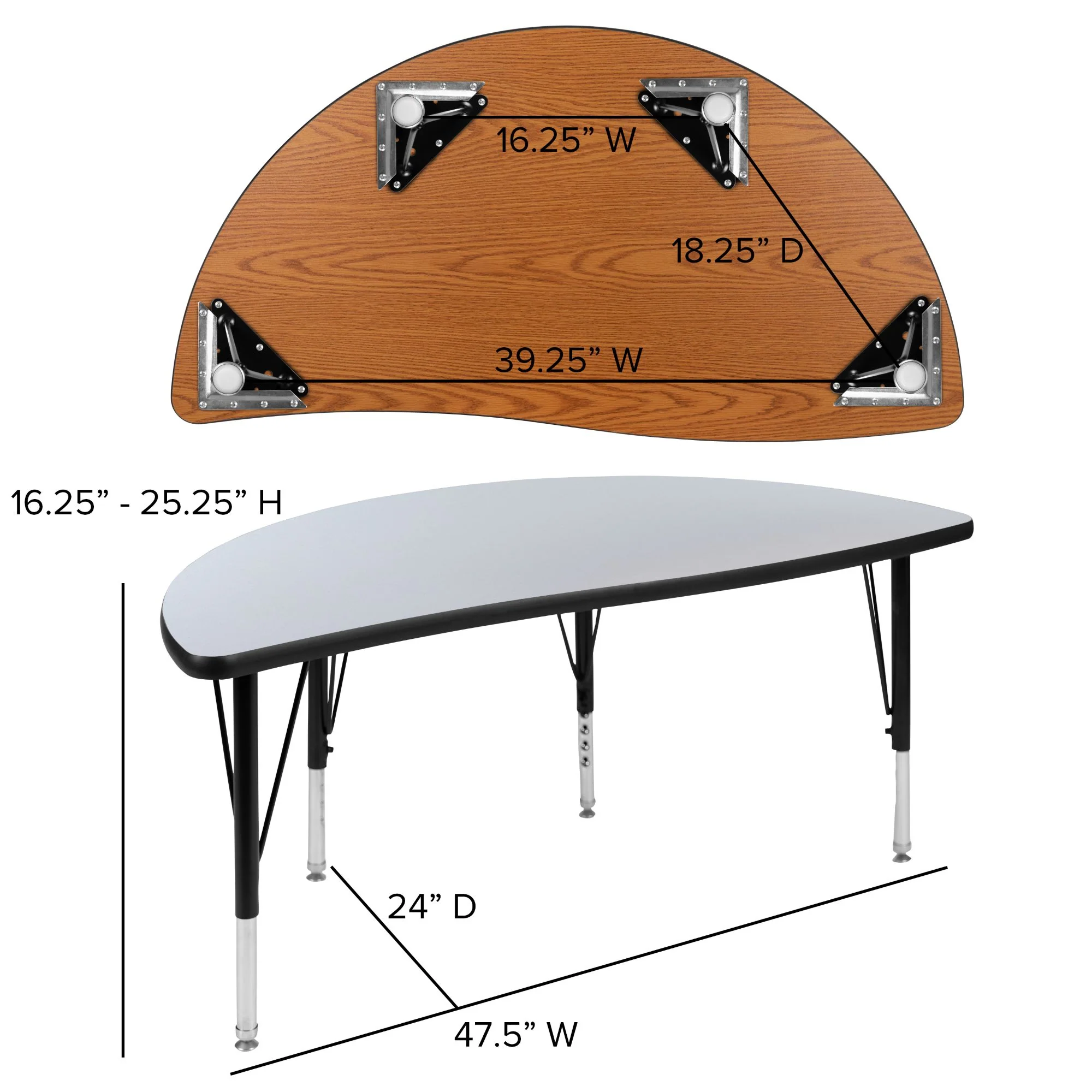 Flash Furniture 8-Piece Black and Gray Collaborative Wave Activity Table Set 48