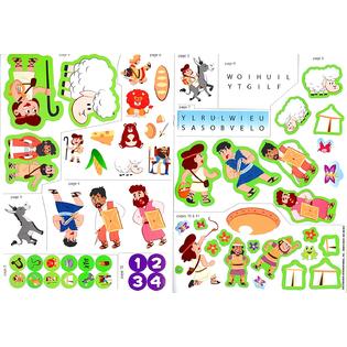 Bible Activity Jonah, Noah, Moses, Joseph, Jesus, David - Sticker Book Over 80 Stickers (Set of 6)