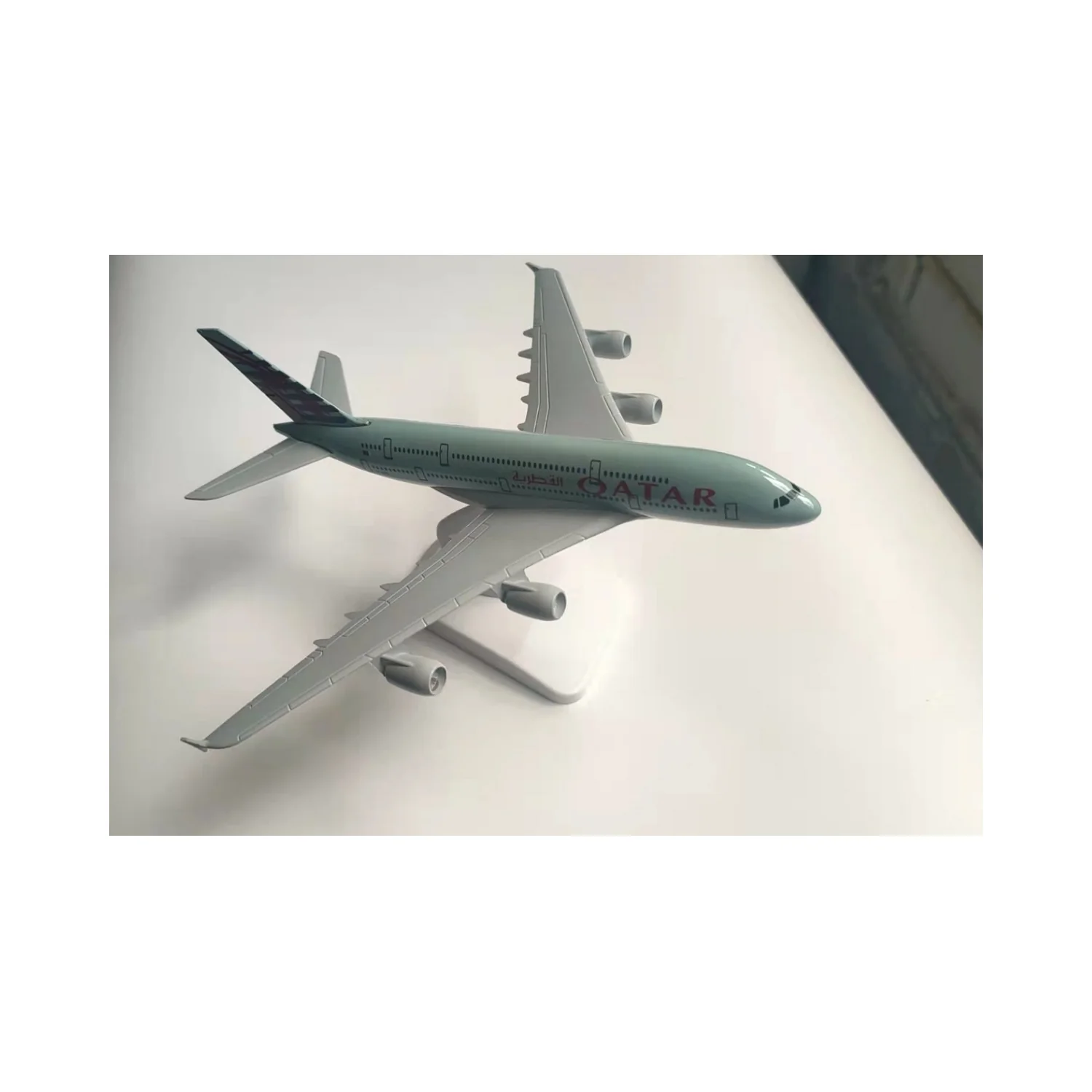 INTERLOPER Qatar Airways Airbus A380 Replica Toy Model with Stand Diecast Alloy with ABS plastic parts
