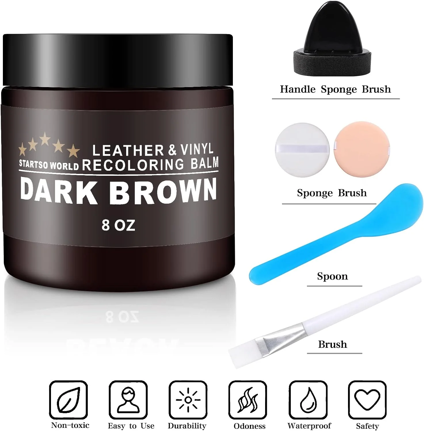 STARTSO WORLD Leather-Recoloring-Balm-Repair-Cream-Kit for Restoration Dark Brown Couches, Sofa, Furniture Color Dye Restorer-8