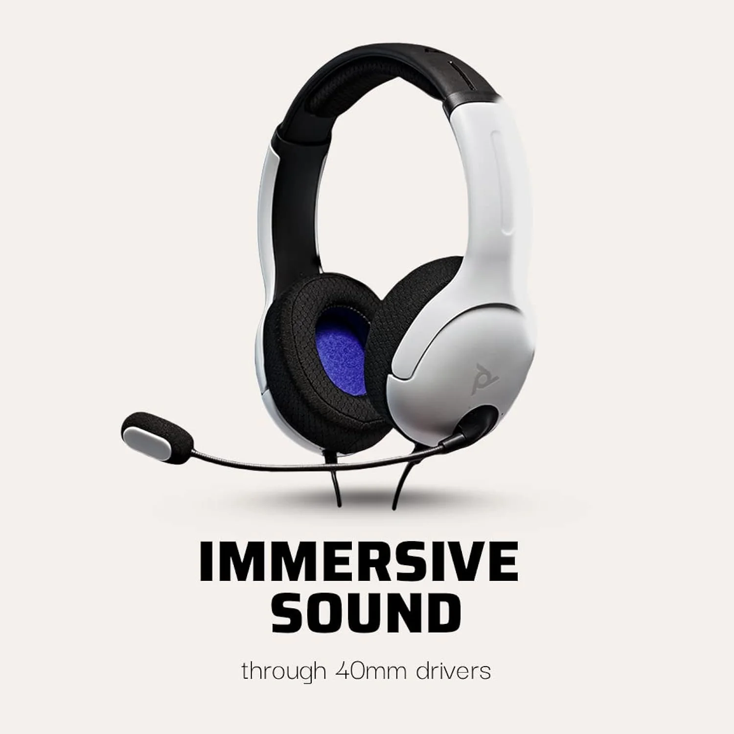 GCP Products Airlite Wired Stereo Gaming Playstation Headset With Noise Cancelling Boom Microphone: Ps5/Ps4/Ps3/Pc (Frost White)