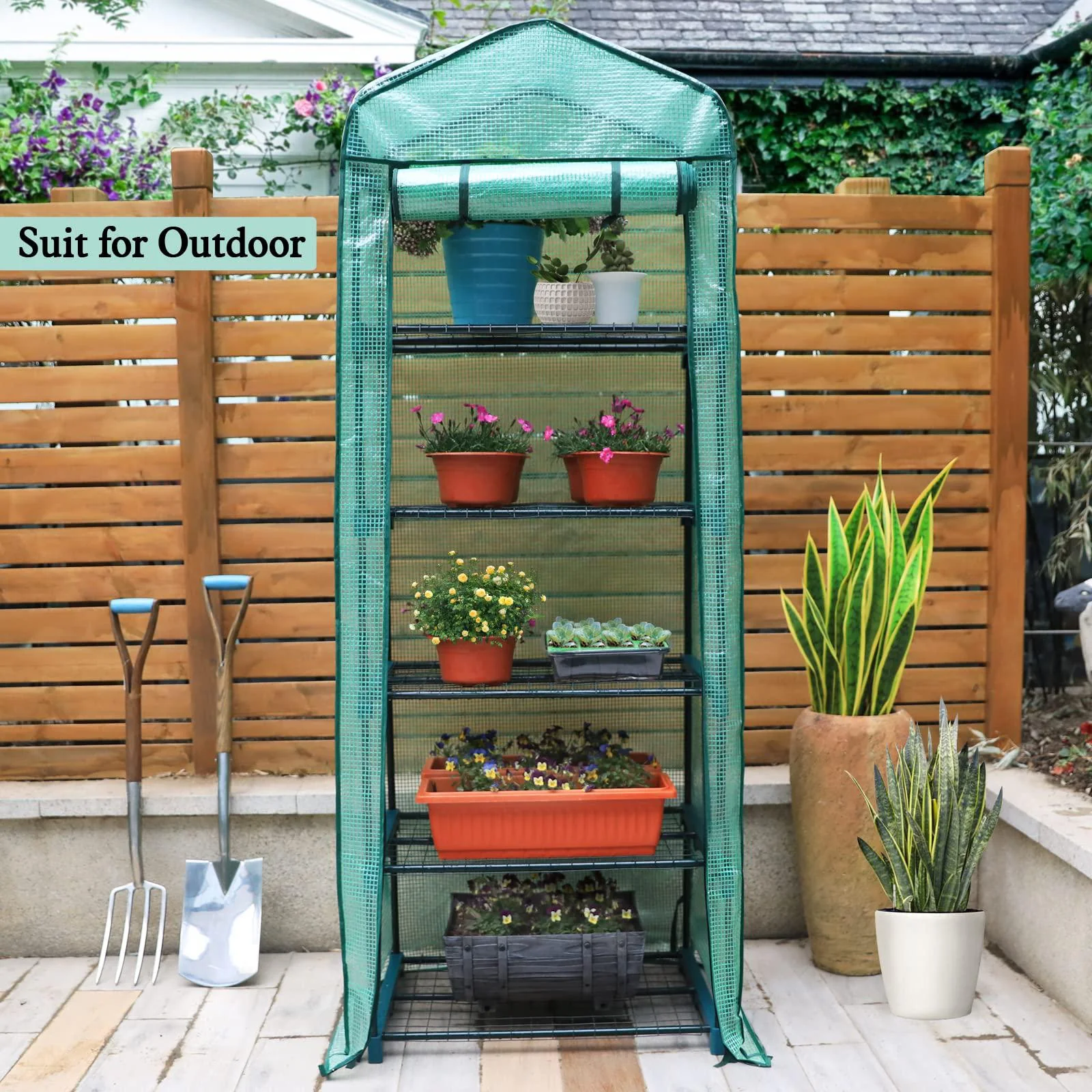 Solution4Patio Expert in Garden Creation solution4patio garden 5 tier mini greenhouse portable, invernadero de jardn, 27 in. w x 19 in. d x 76 in. h, thick grid pe co