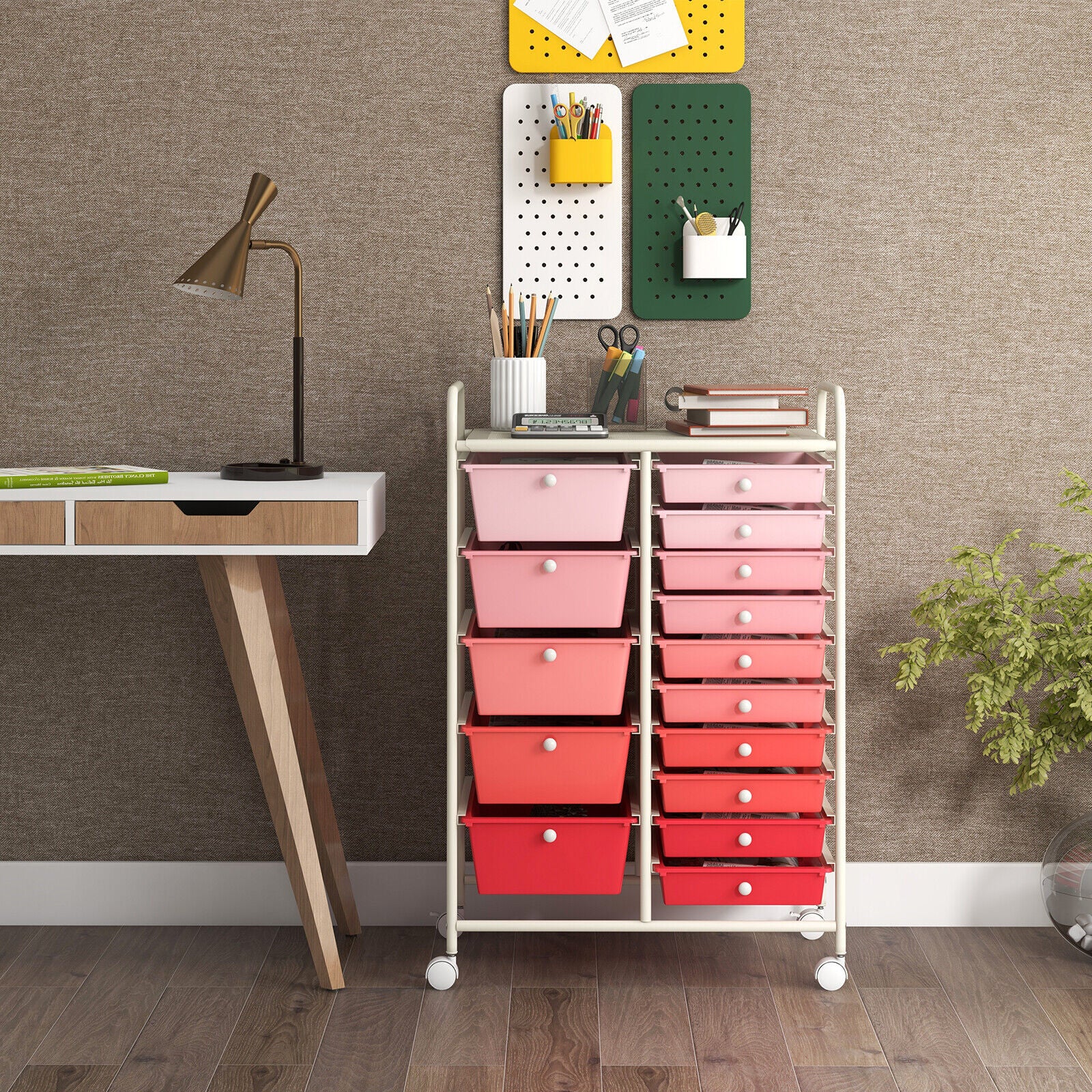 Great Choice Products 15 Drawer Scrapbook Paper Office School Organizer Rolling Storage Cart Tools
