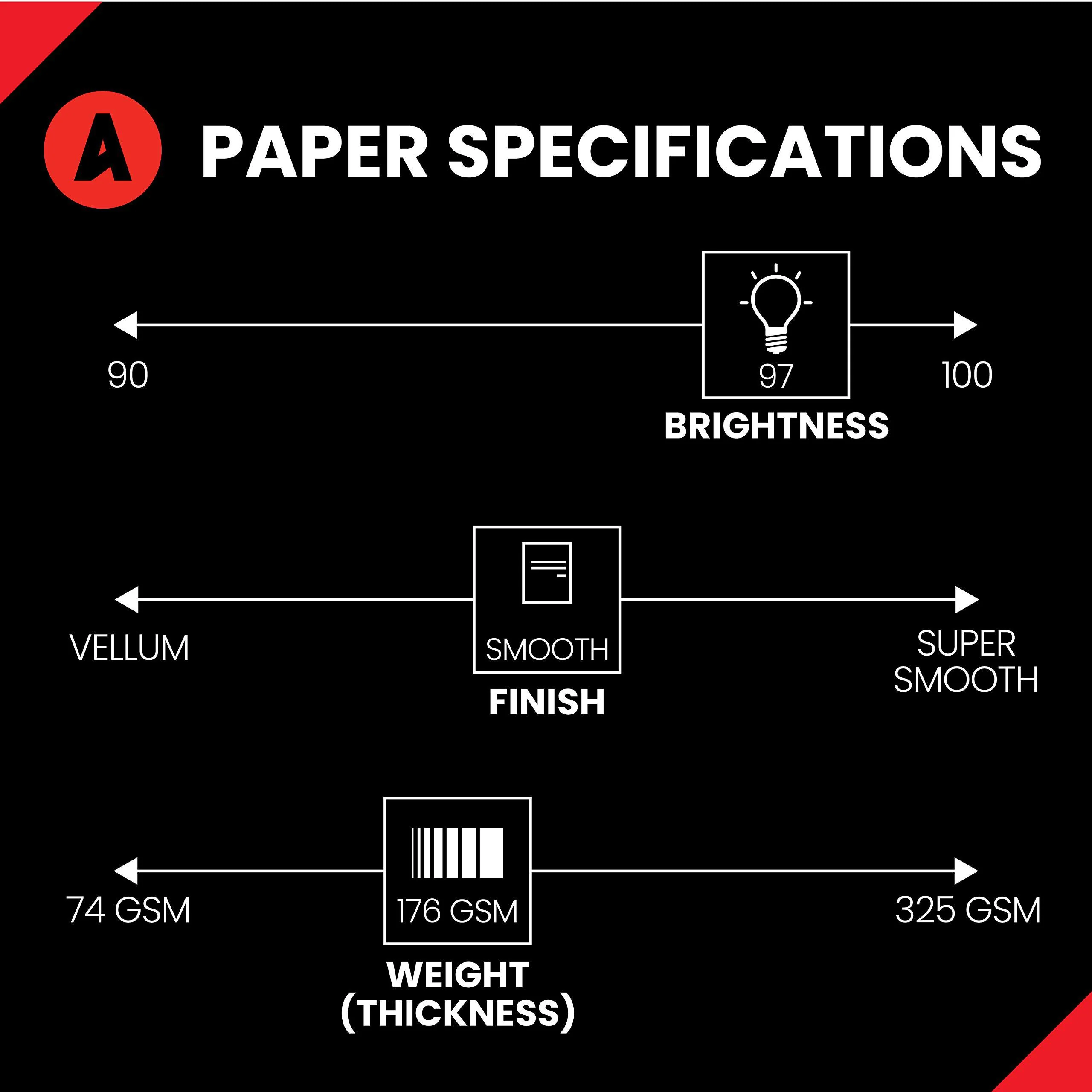 accent opaque white 8.5 x 11 cardstock paper, 65lb, 176gsm - 250 sheets (1 ream) - premium medium weight smooth cardstock, pr