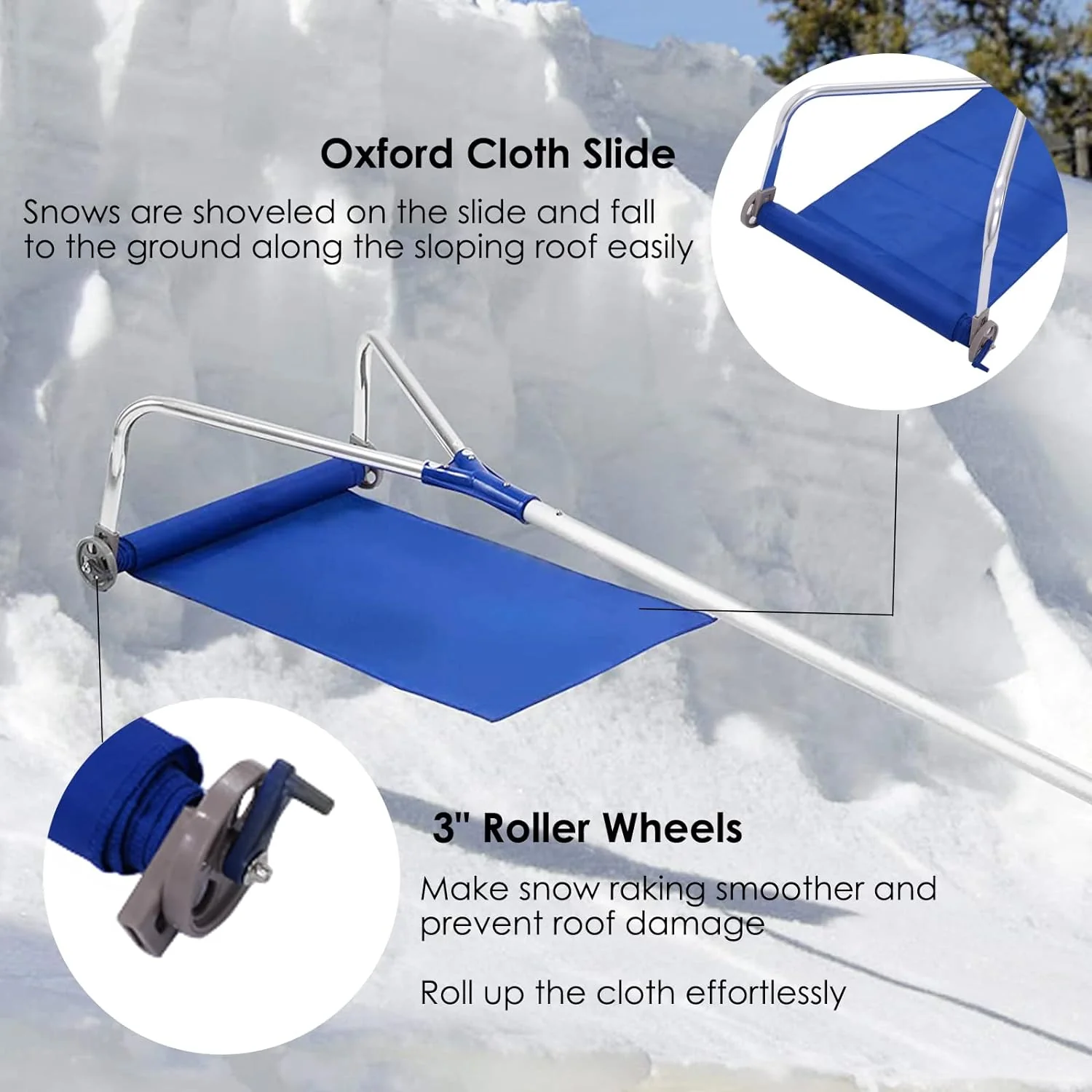 Costway Lightweight Roof Rake Snow Removal Tool 20FT Adjustable Telescoping Handle