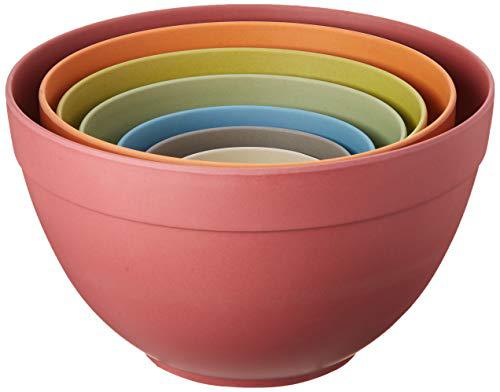 bamboozle nesting bowls set - pastel color | mixing bowl set for serving, baking, made of sustainable bamboo fiber | 7 piece