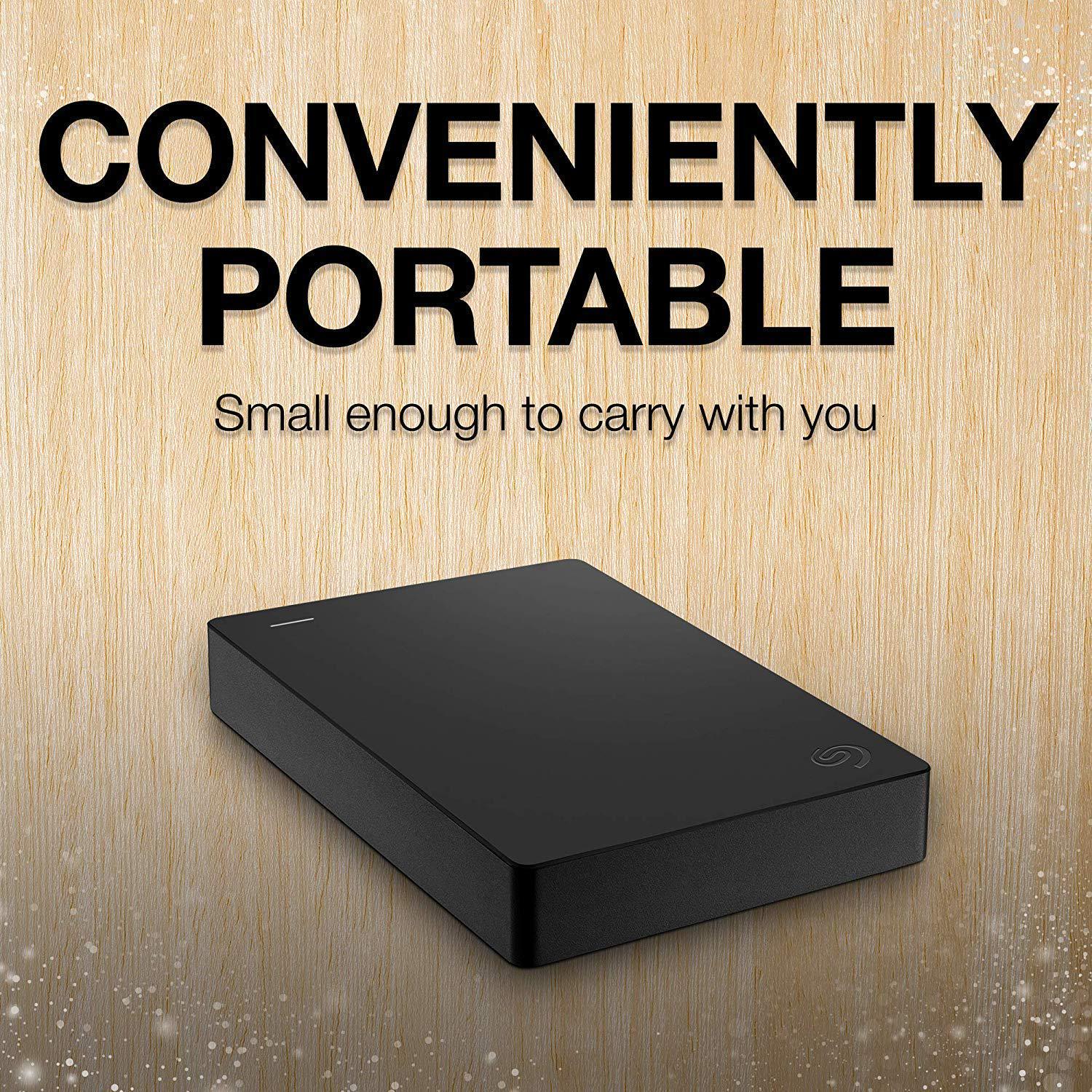 seagate portable 5tb external hard drive hdd - usb 3.0 for pc, mac, ps4, &a; xbox - 1-year rescue service (stgx5000400), black