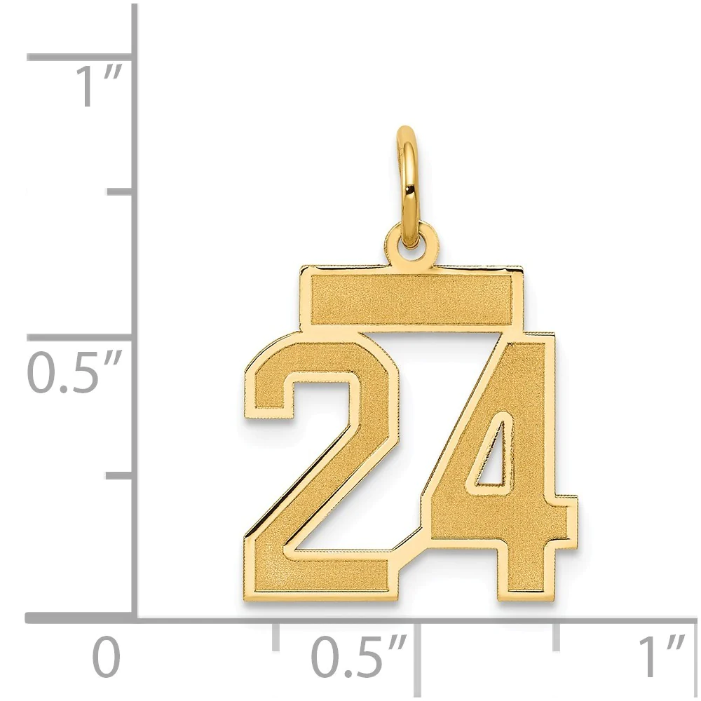Jewelryweb 14k Small Satin Number 24 Charm