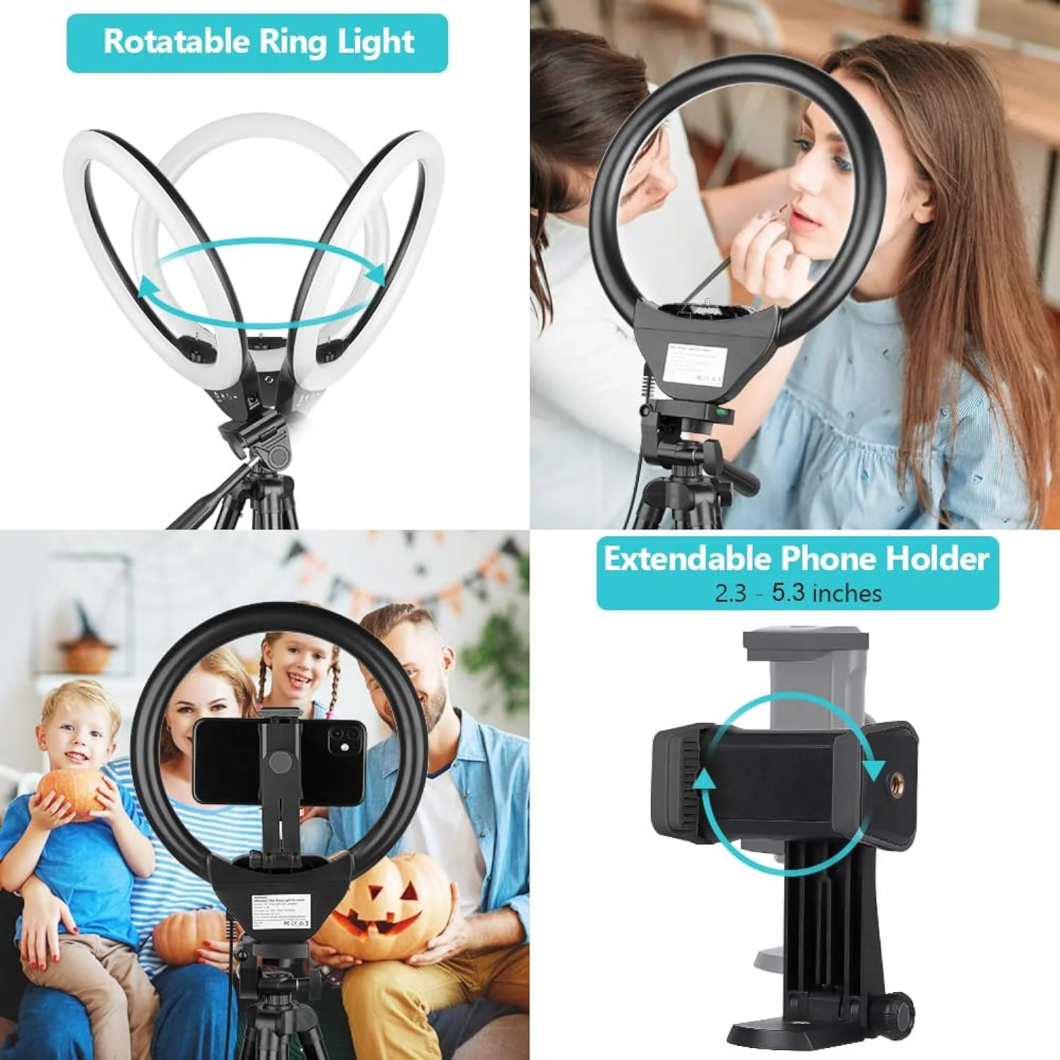 Zell Electronics Zell 10&s;&s; Ring Light With 50&s;&s; Extendable Tripod Stand, Led Circle Lights With Phone Holder For Live Stream/Makeup/Youtube Vi…