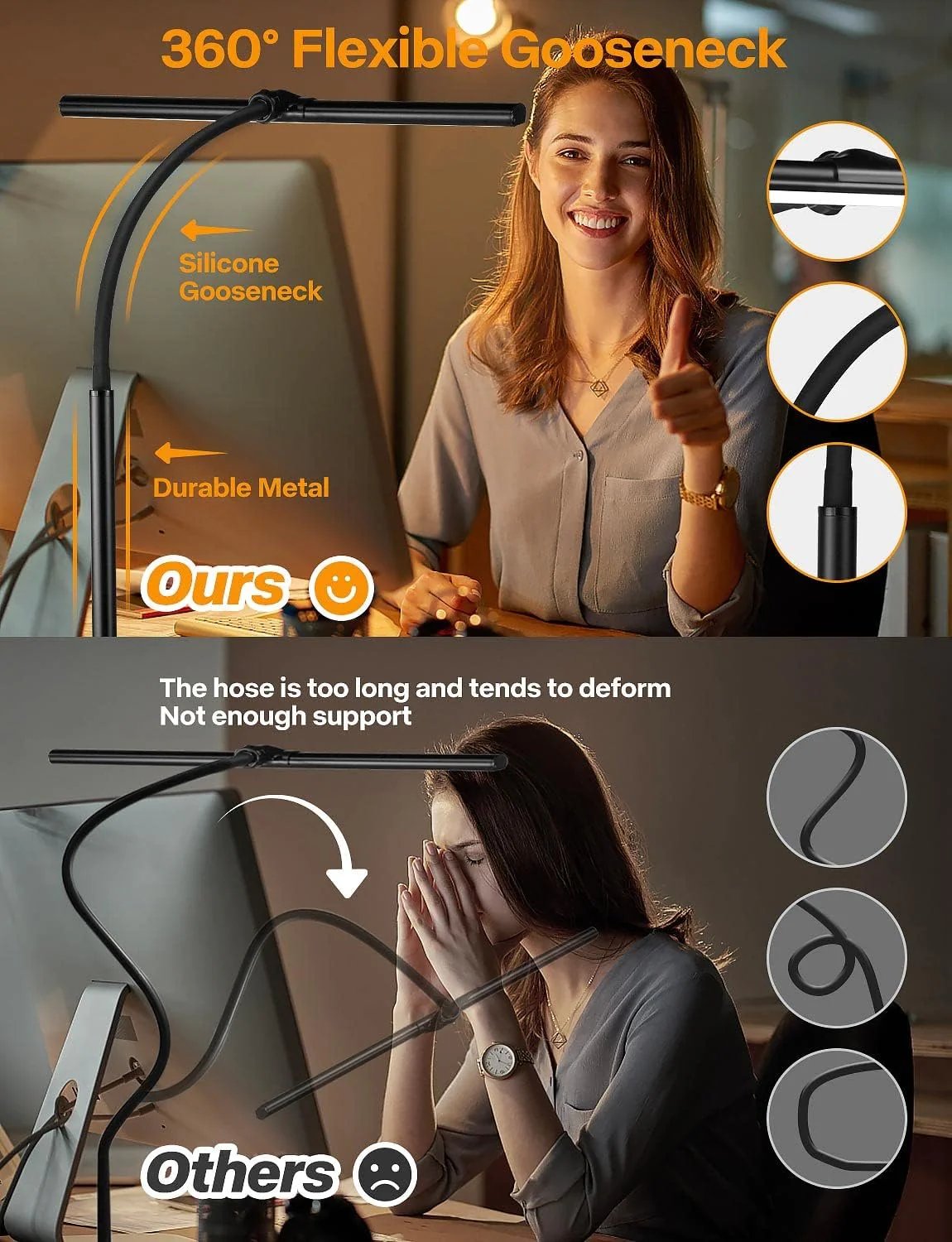 ACNCTOP Desk Lamp for Office Home - Eye-Caring Architect Task Lamp 25 Lighting Modes Adjustable LED Desk Lamp Flexible Gooseneck Clamp