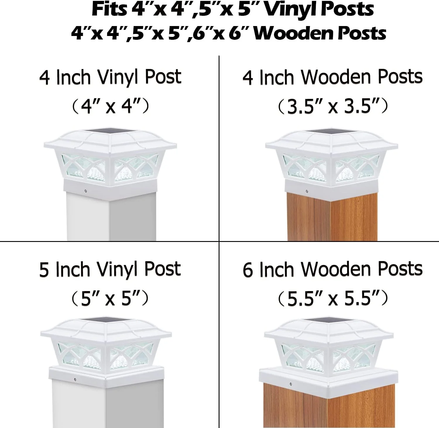 Siedinlar Solar Post Cap Lights Outdoor Glass 2 Color Modes 8 LEDs for 4x4 5x5 6x6 Posts Fence Deck Patio Decoration Warm White
