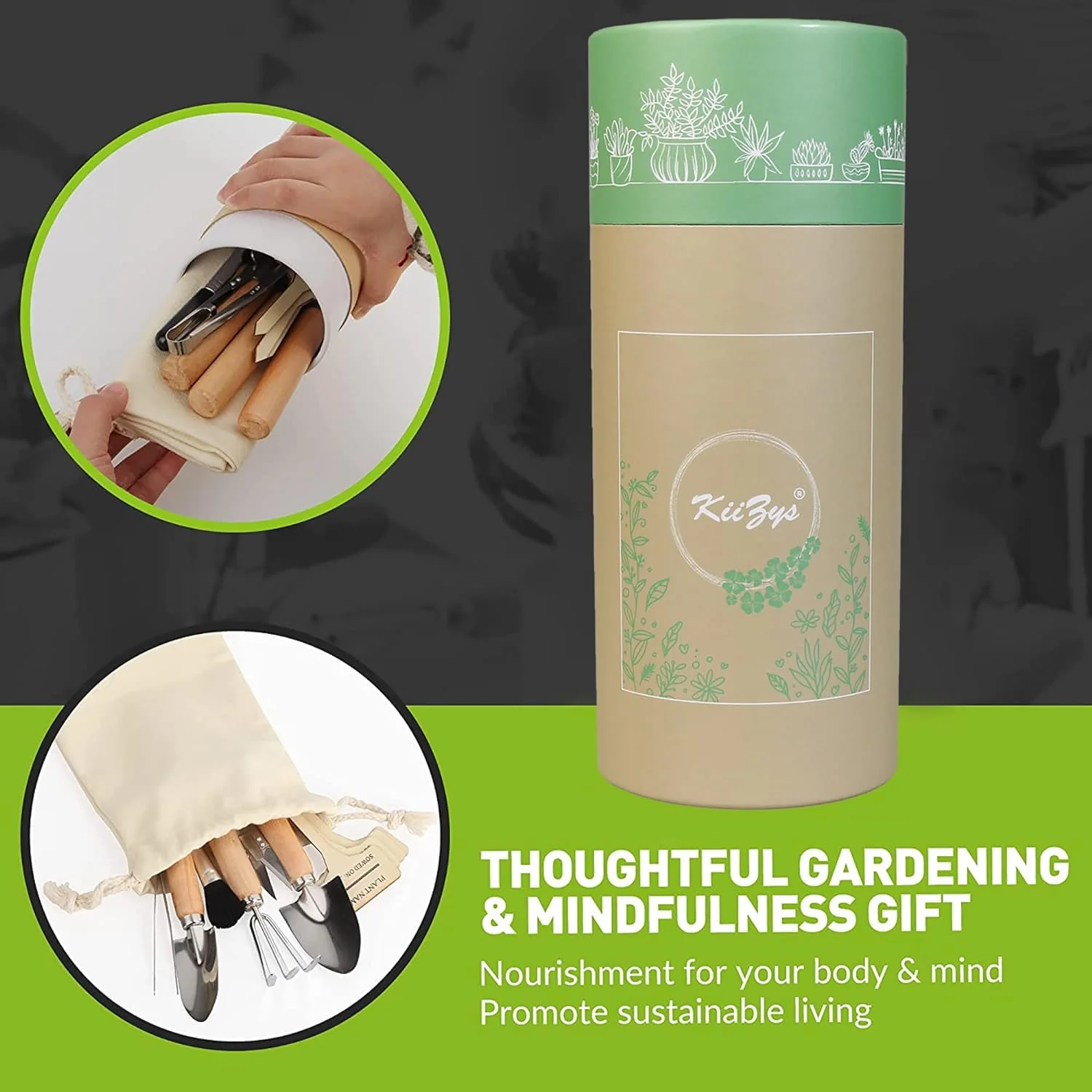 KIIZYS Indoor Garden Tools for Gardening - KiiZYS 12-Piece Small Gardening Tools Set - Indoor Gardening Gifts for Women - Mini Gardeni