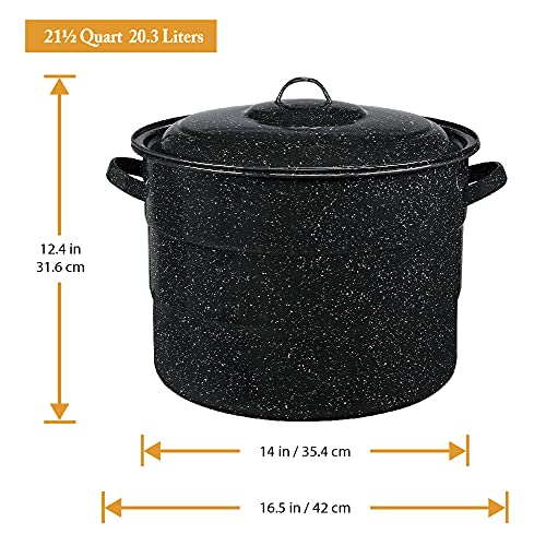 Granite Ware 8-Piece Canner Kit, Includes Enamel on Steel 21.5-Quart Water Bath Canner with lid, Jar Rack &a; 5-Piece Canning Tool