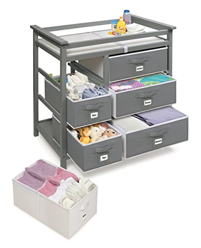 Badger Basket Modern Baby Changing Table with 6 Storage Baskets and Pad