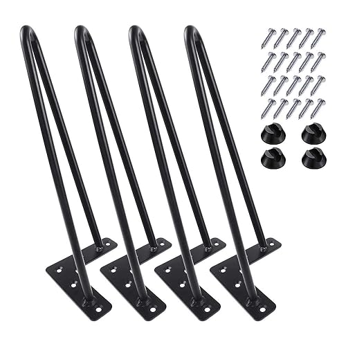 MSOBAIW Hairpin Legs 12 inch Set of 4, DIY Furniture Metal Table Legs Perfect for coffee Table, Dining Table, Designer Desk, Nightstand,