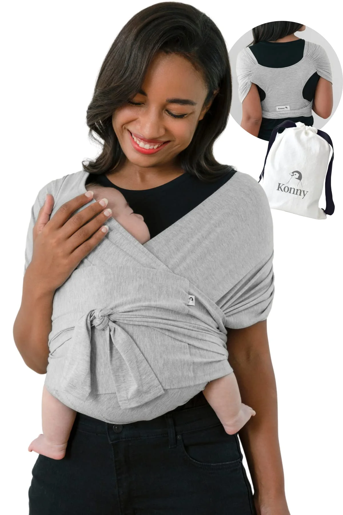 Konny Baby Wrap Carrier, Hassle-Free Moisture Wicking And Breathable Infant Sling, Perfect For Newborn Babies To 44 Lbs Toddlers