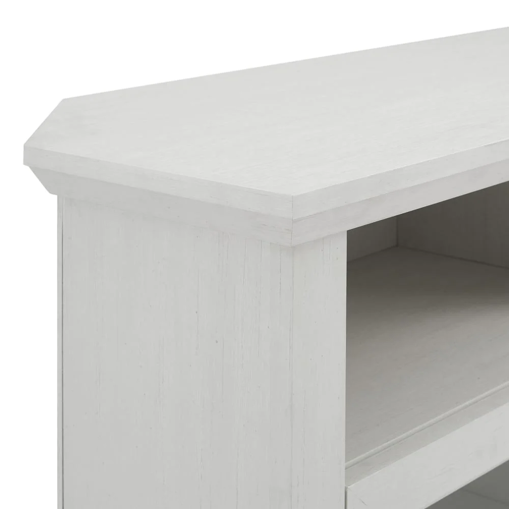 Walker Edison Classic Glass Door Tall Corner TV Stand for TVs up to 50” – Brushed White