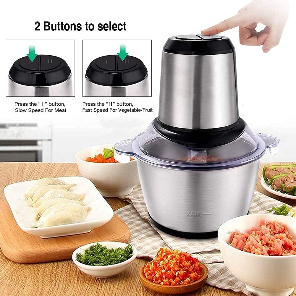 HOMEASY Meat Grinder Electric, Food Processor 2L Stainless Steel Meat Blender Food Chopper for Meat, Vegetables, Fruits and Nuts