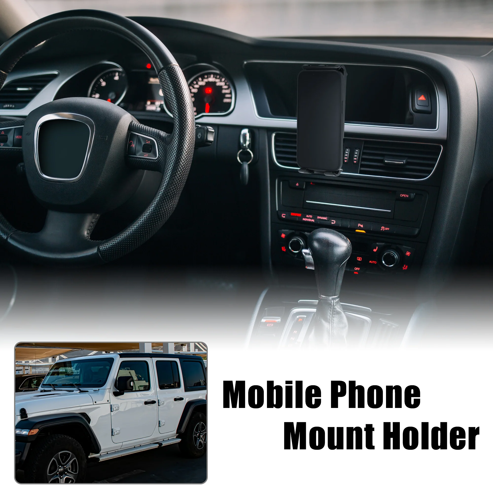Unique Bargains Interior Phone Holder Radio Holder Mount Bracket for Jeep Wrangler TJ 1997-2006