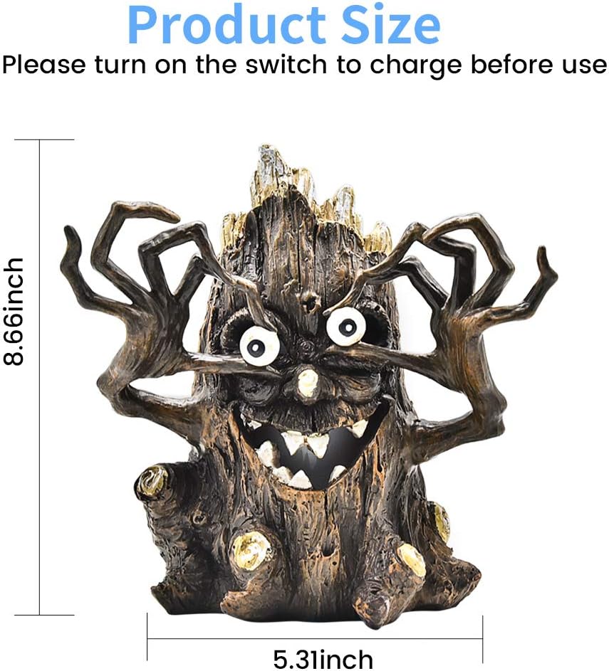 MAOKOT Halloween Outdoor Decoration, Halloween Lights Tree Kin Solar Flame Lights,Demon Solar Garden Lights for Law Yard Christmas Hal