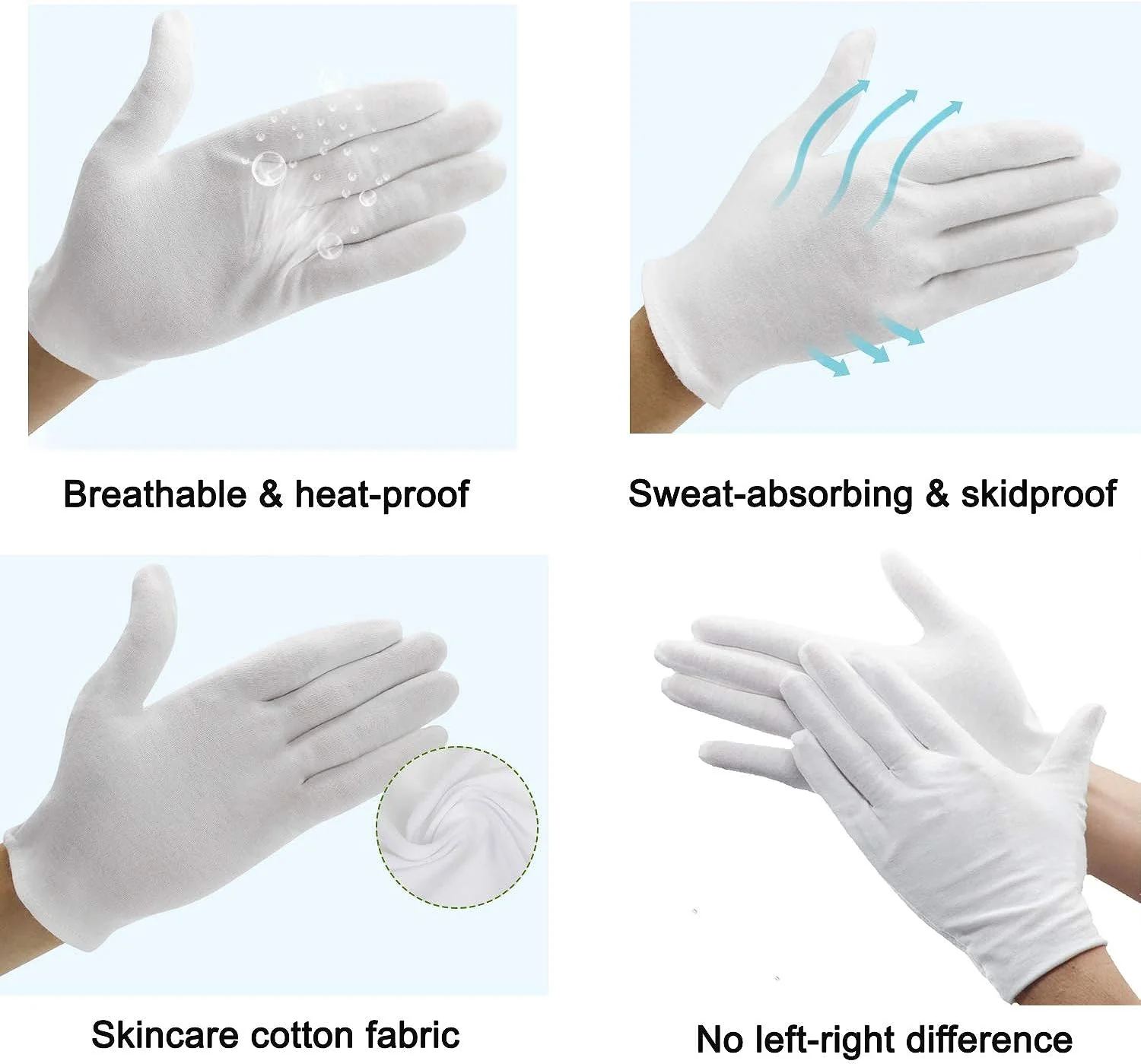 Generic 12Pairs White Cotton Gloves for Eczema and Dry Hands - Breathable Work Glove Liners - Moisturizing SPA Gloves - Soft Jewelry In