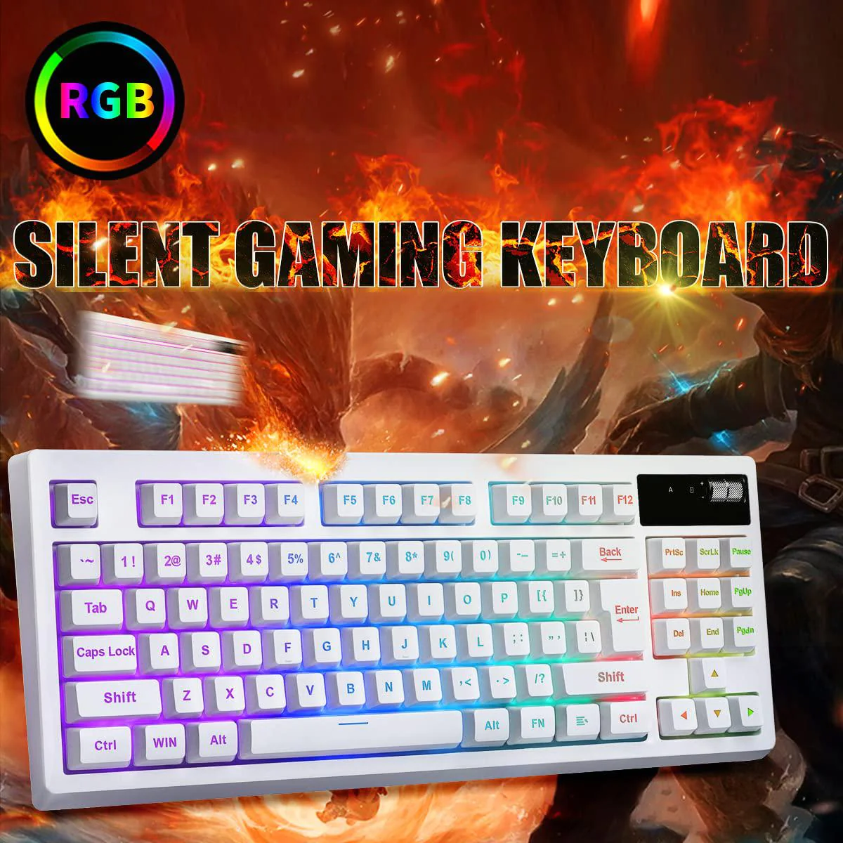 zjfksdyx c87 wireless gaming keyboard and mouse combo, rgb backlit rechargeable 3600mah battery, mechanical feel anti-ghostin