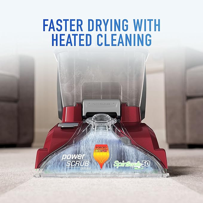 Hoover Power Scrub Deluxe Carpet Cleaner Machine, Upright Shampooer, FH50150, Red