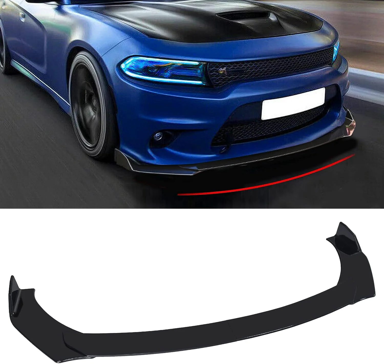 DREAMIZER Black Front Bumper Lip Splitter Spoiler + Strut Rods Compatible With Accord Honda Civic Volkswagen