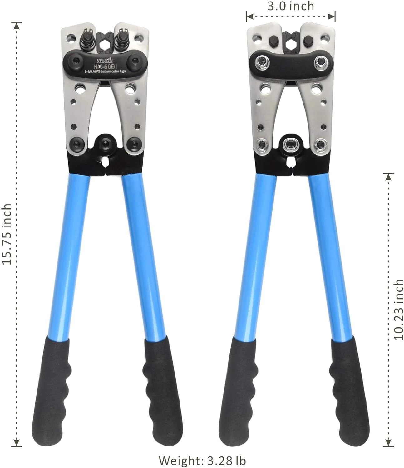 IWISS TOOLS IWISS Cable Lug Crimping Tool for Heavy Duty Wire Lugs,Battery Terminal,Copper Lugs AWG 8-1/0