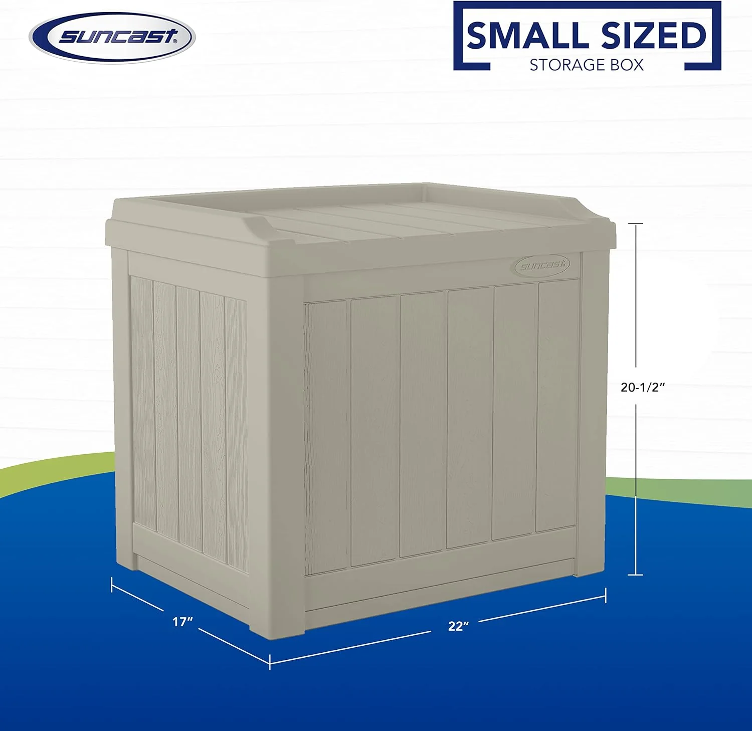 Suncast 22-Gallon Small Deck Box-Lightweight Resin Indoor/Outdoor Storage Container and Seat Cushions and Gardening Tools Store Items o