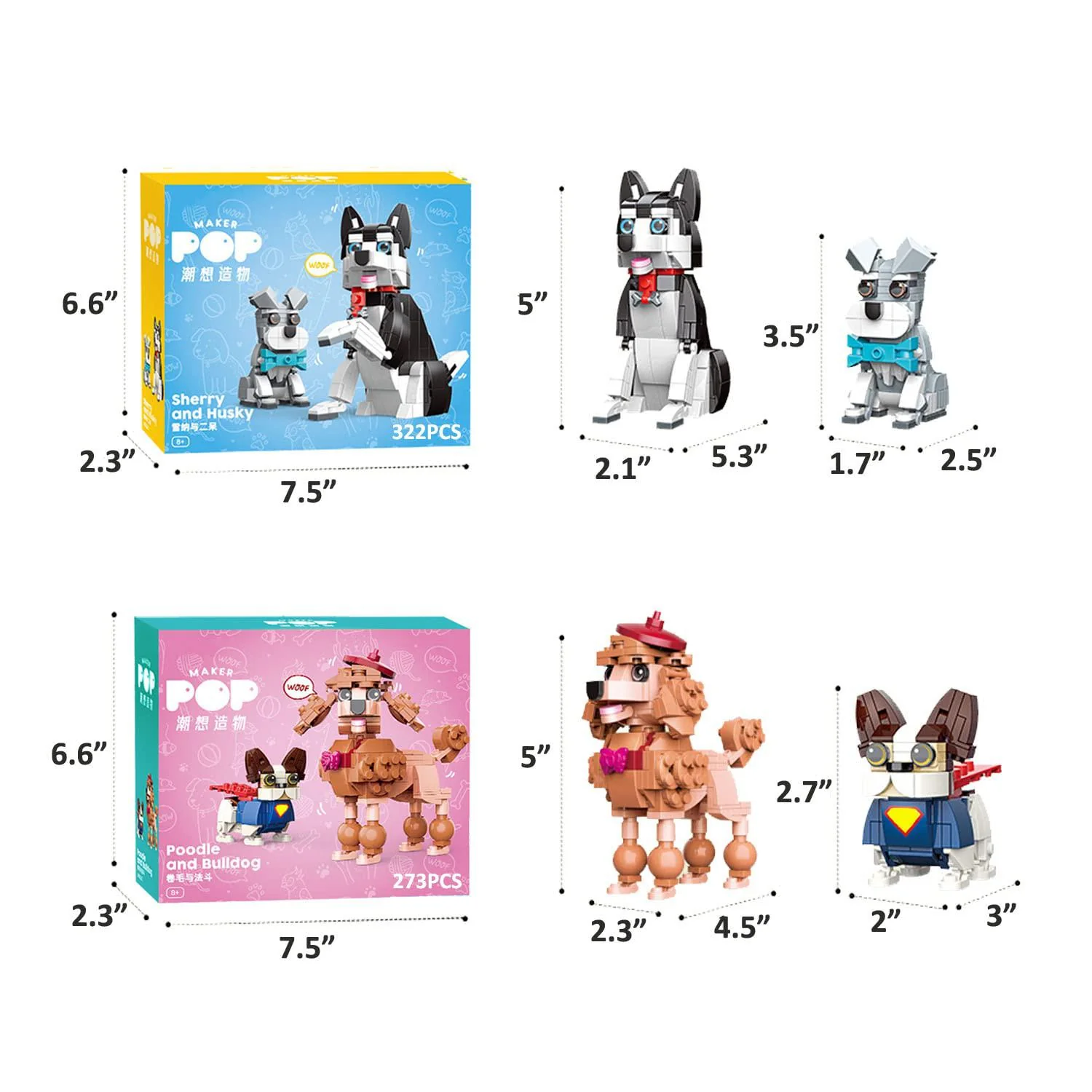 garden miller dog building blocks set, animal pet building kit for kids girl boy, fun gift for birthday, children&s;s day, chri