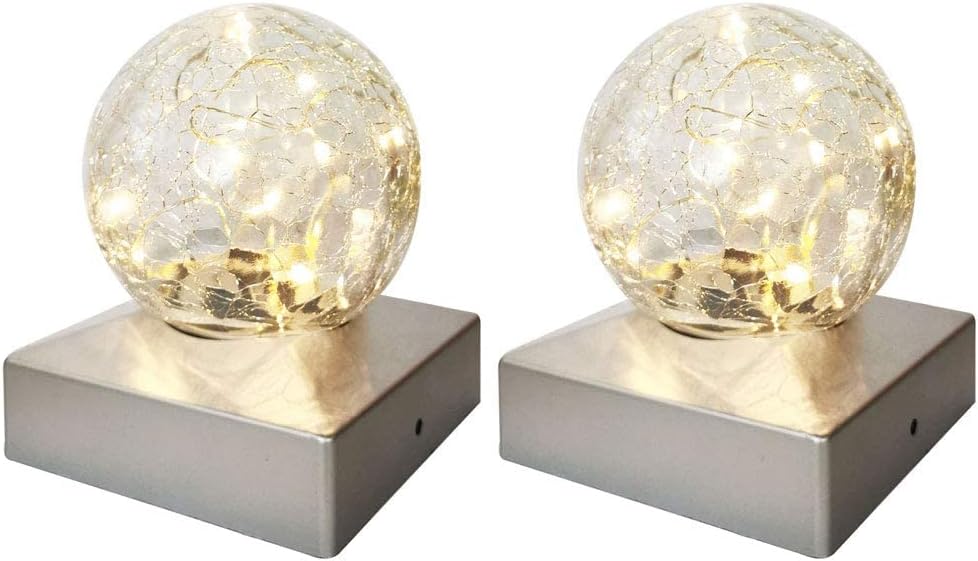 SunnyPark 2PK Solar Post Cap Lights -Waterproof Outdoor Cap Lights for Deck, Fence, Patio, LED Garden Decorative Lights for Wooden or Vin