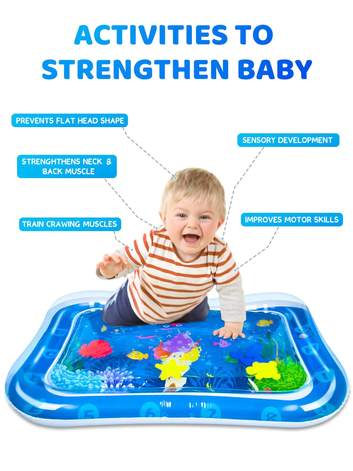 SEPHIX Baby Toys 0-3-6-12 Months Boy gifts, Infant Toys 3-6 Months Water Tummy Time Mat, Baby Boy Stuff Essentials for Newborn T