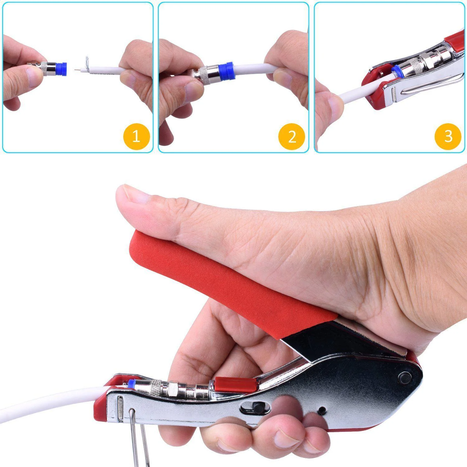 gaobige coax cable crimper kit tool for rg6 rg59 coaxial compression tool fitting wire stripper with gaobige 10pcs f compress