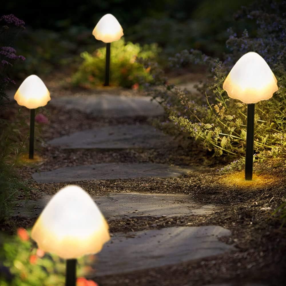 LiyuanQ Outdoor Solar Garden Lights, Set of 12 Mini Solar Mushroom Light Outdoor Waterproof Cute Mushroom Shaped Pathway Landscape Ligh