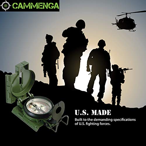 Cammenga Official US Military Tritium Lensatic Compass, Olive Drab Accurate Waterproof Hand Held Compasses with Pouch for Hiking