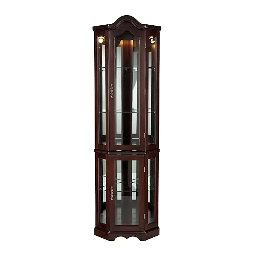 SEI Furniture Home Decorators collection Vitric Lighted curio, 70 Hx21 Wx16 D, Mahogany