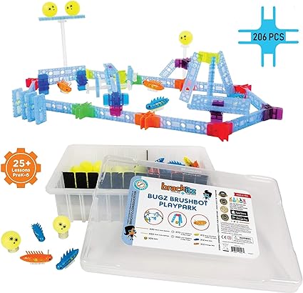 Brackitz Structures - Bugz Brushbot STEM Learning Toys for Kids PreK-6 | 206 Pc Extension Set