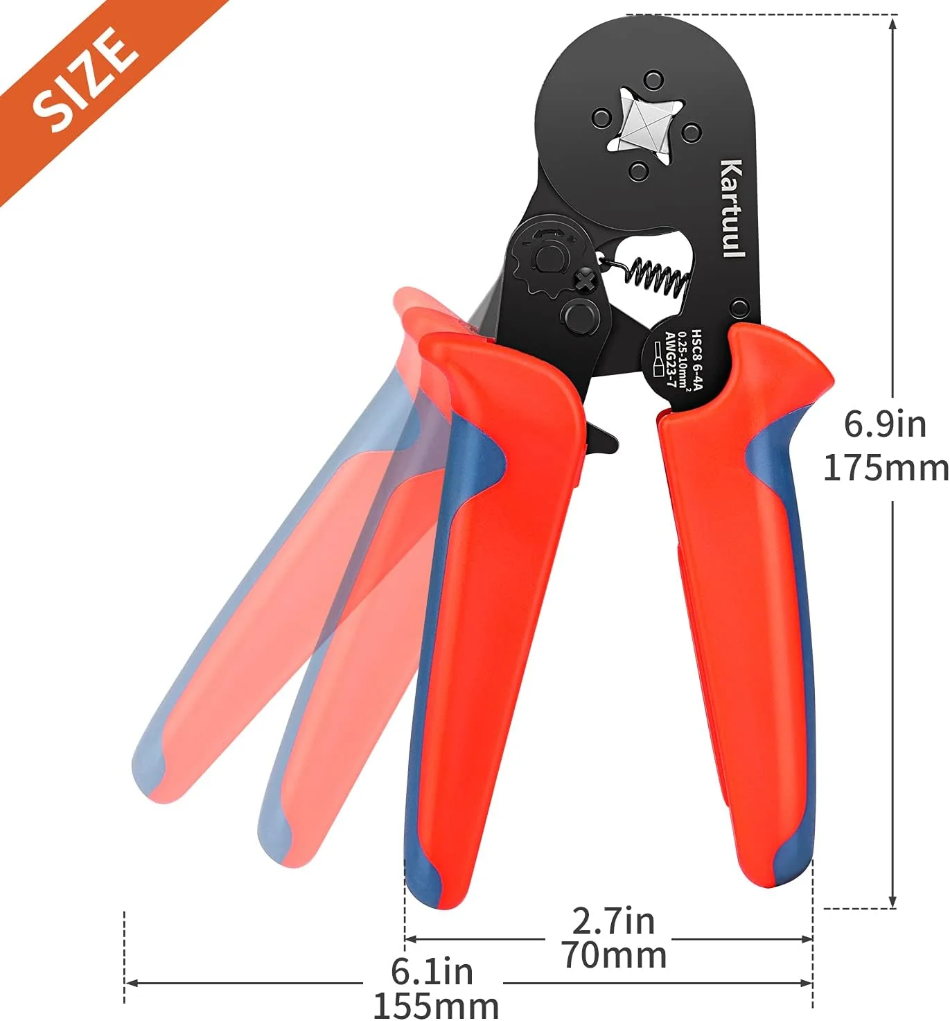 Kartuul Ferrule Crimping Tool Kit, AWG23-7 Self-adjustable Ratchet Wire Crimping Tool Kit Professional Crimper Pliers Set with 1200PCS