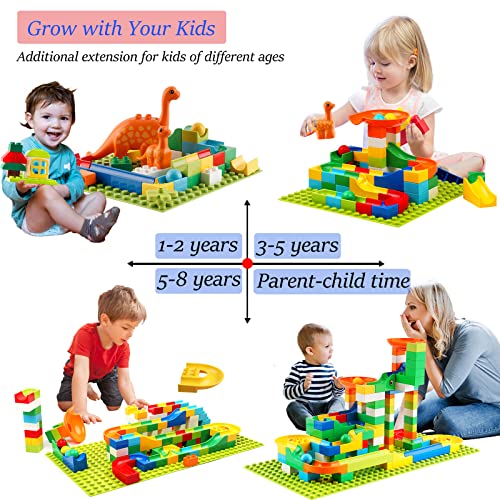 Klobroz Marble Run Building Blocks, 145 PCS Classic Big Blocks STEM Toy Bricks Set Kids Race Track Compatible with All Major Brands Bulk