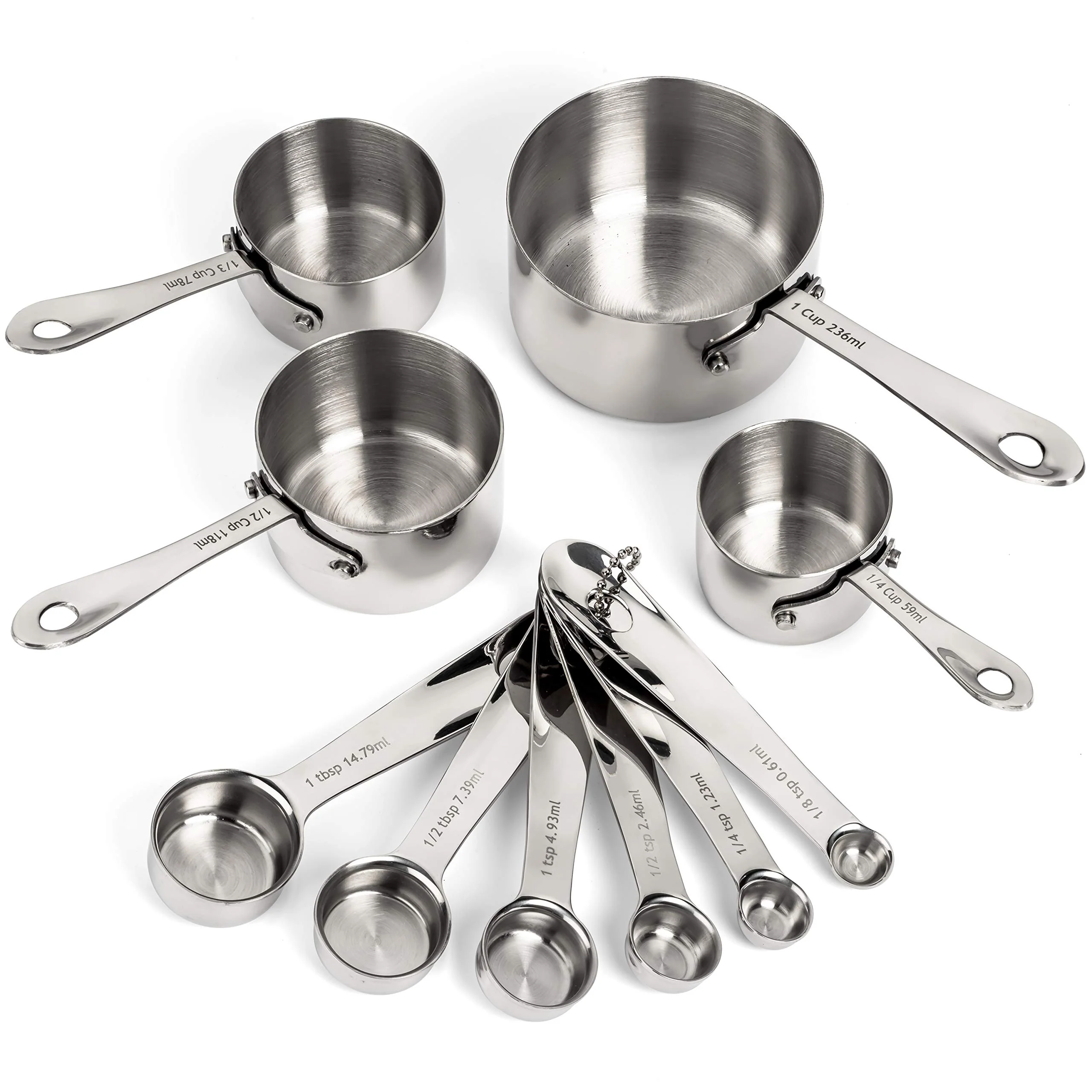 Gordo Boss Stainless Steel Measuring Cups And Spoons Set - Heavy Duty, Metal Kitchen Measuring Set For Cooking And Baking Food For Dry Ingr