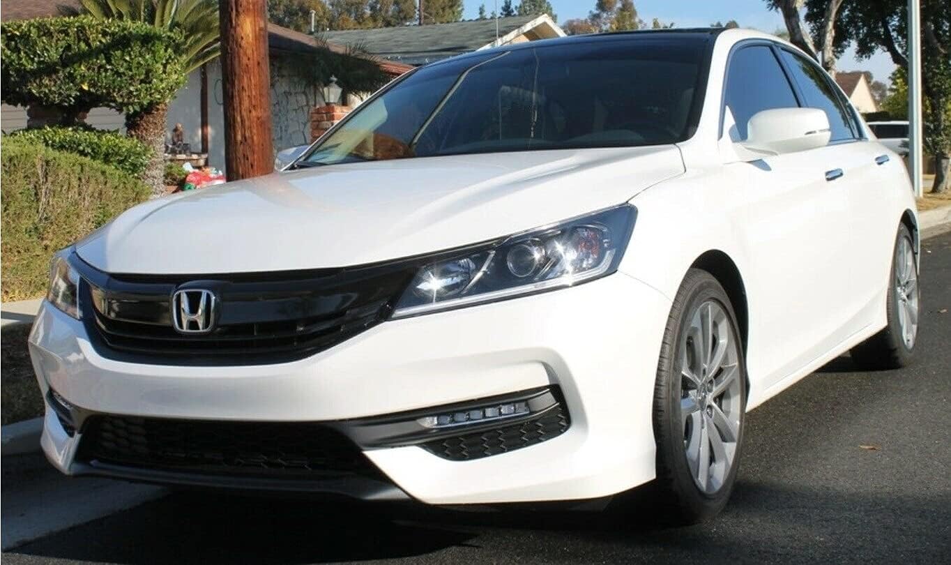 SlickMod Chrome Delete Blackout Vinyl Overlay for 2016-2017 Honda Accord Sedan Front Grill Trim (Full Kit, Gloss Black)