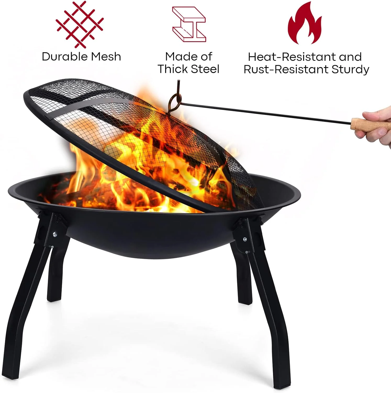 Cogesu Portable Outdoor Brazier, Portable Folding Fire Pit, Outside Fire Pit, Backyard Patio Garden Fireplace, Outdoor Fire Pit with S