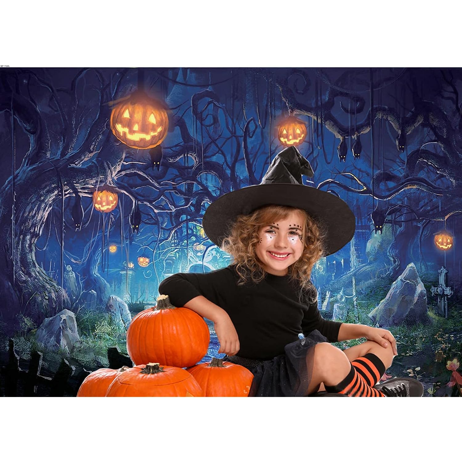 Zell Electronics Zell 10X8Ft Halloween Backdrop Halloween Theme Party Background Pumpkin Lantern Horror Spooky Night Photography Backdrop Hall…